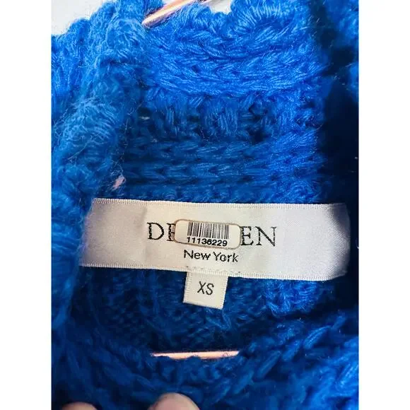DREYDEN Cobalt Blue Knit 100% Merino Wool High Neck Dyer Sweater Size XS